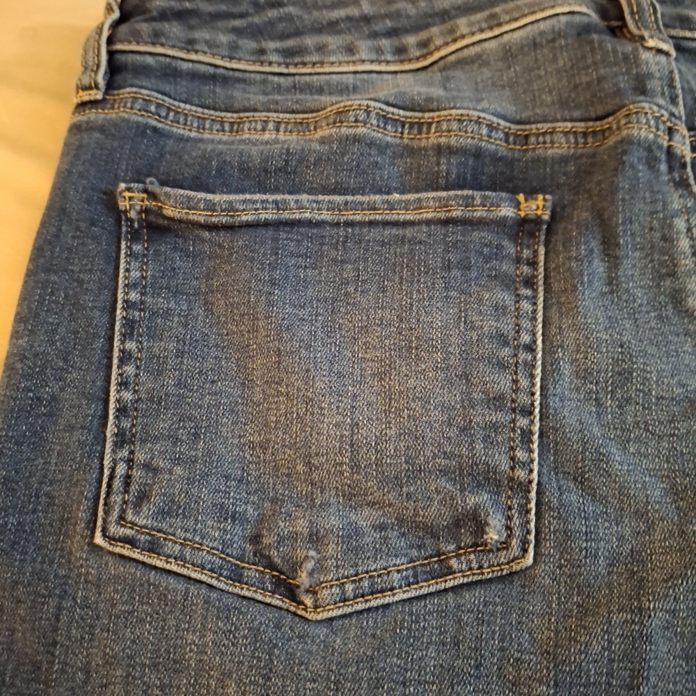 Chico's High Rise Straight Leg Crop Distressed Jeans - Blue - Picture 11 of 11